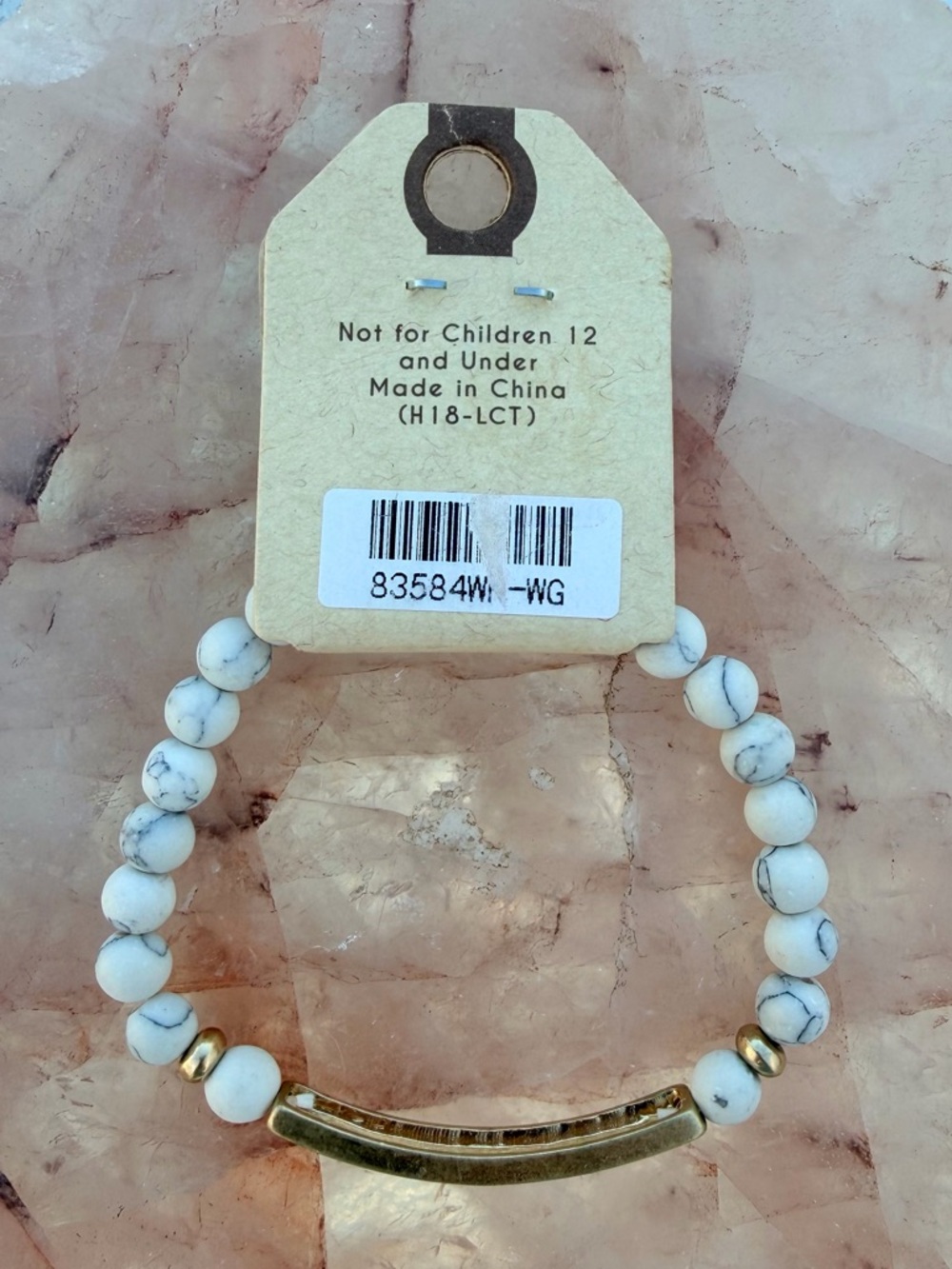 Crystal Avenue "Be Brave" Inspirational Howlite Beaded Stretch Bracelet - Picture 4 of 4
